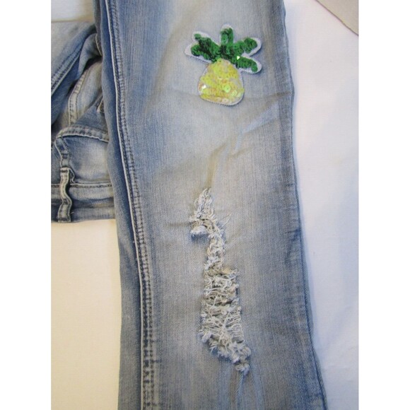 Ban Jara Jeans Skinny Leg Patches Distressed Denim Womens Size 27 6 - Picture 9 of 12